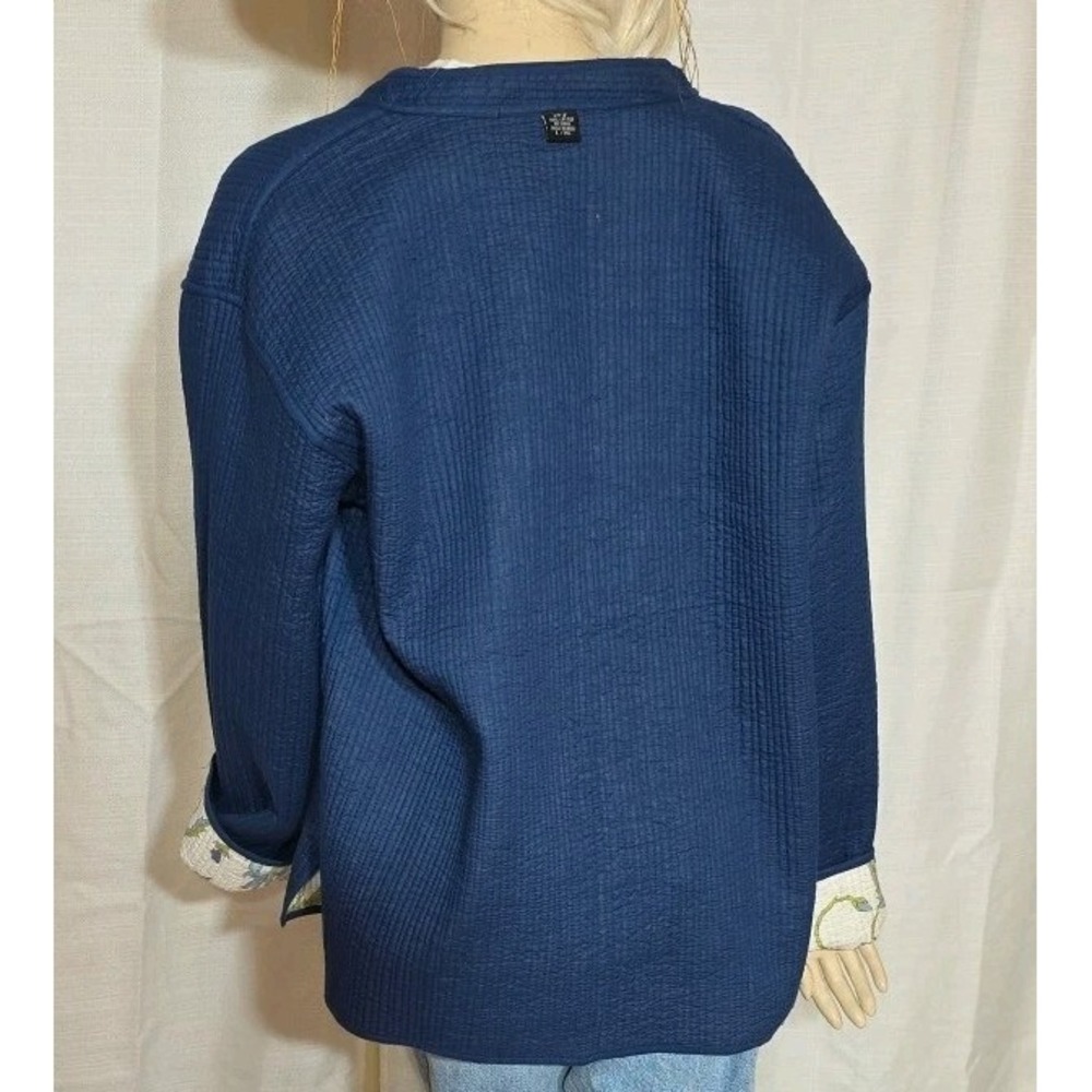 I.T.F. Reversable Quilted Jacket‎ Size L/XL Blue Floral Cottage Core - Picture 4 of 8